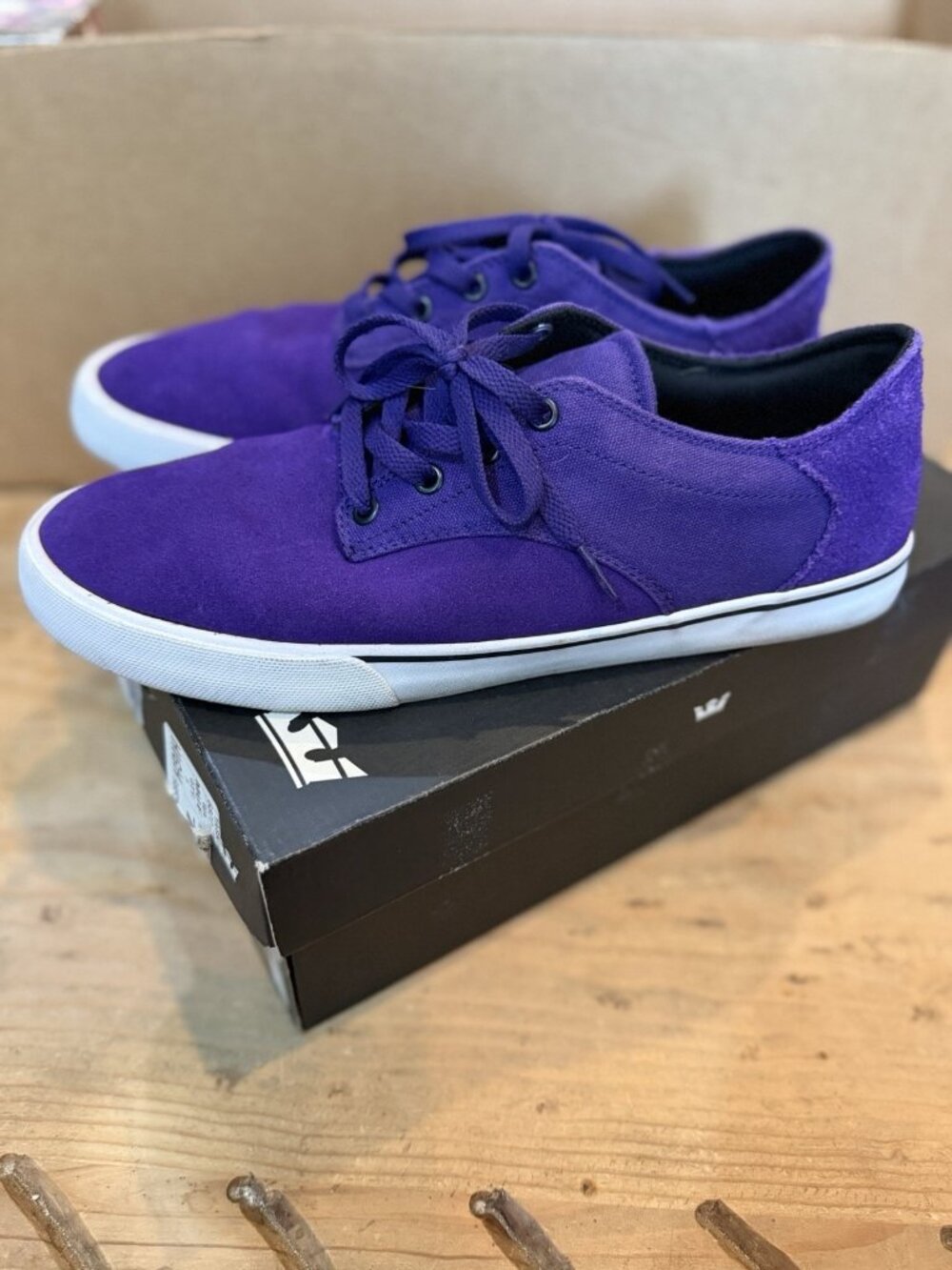 Supra Pistol Purple White Low Top Sneaker S88002 Mens Size 11.5